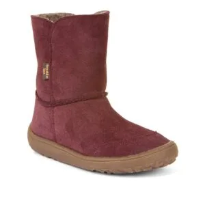 Dívčí zimní barefoot boty TEX SUEDE  Bordeaux