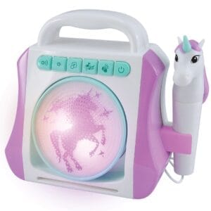 Karaoke box s mikrofonem jednorožec 21x9x19 cm - český obal