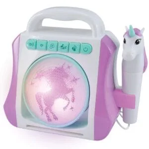 Karaoke box s mikrofonem jednorožec 21x9x19 cm - český obal