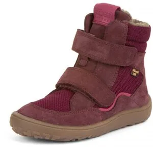 Dívčí zimní barefoot boty TEX WINTER Bordeaux