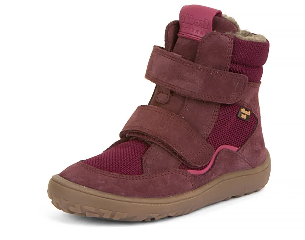 Dívčí zimní barefoot boty TEX WINTER Bordeaux