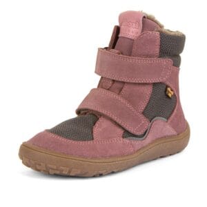 Dívčí zimní barefoot boty TEX WINTER Gray Pink