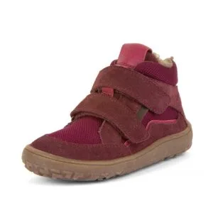 Dívčí zimní barefoot boty TEX WOOL Bordeaux