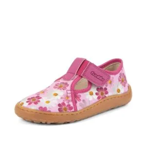 Dívčí plátěné barefoot přezůvky CANVAS T-BAR FLOWERS Froddo G1700439-4 - 36