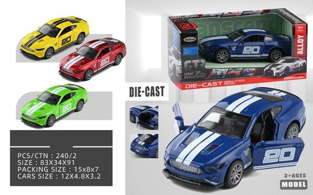 Auto kovové s pruhy na zpětné natažení 12 cm