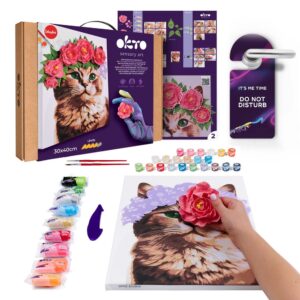 OKTO Malba a 3D modelování obraz "Kočka s květinovou korunkou" 30x40 cm