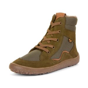 Dětské zimní barefoot boty TEX WOOL GROW Olive