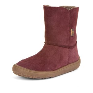 Dívčí zimní barefoot boty TEX SUEDE  Bordeaux
