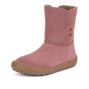 Dívčí zimní barefoot boty TEX SUEDE  Dark Pink