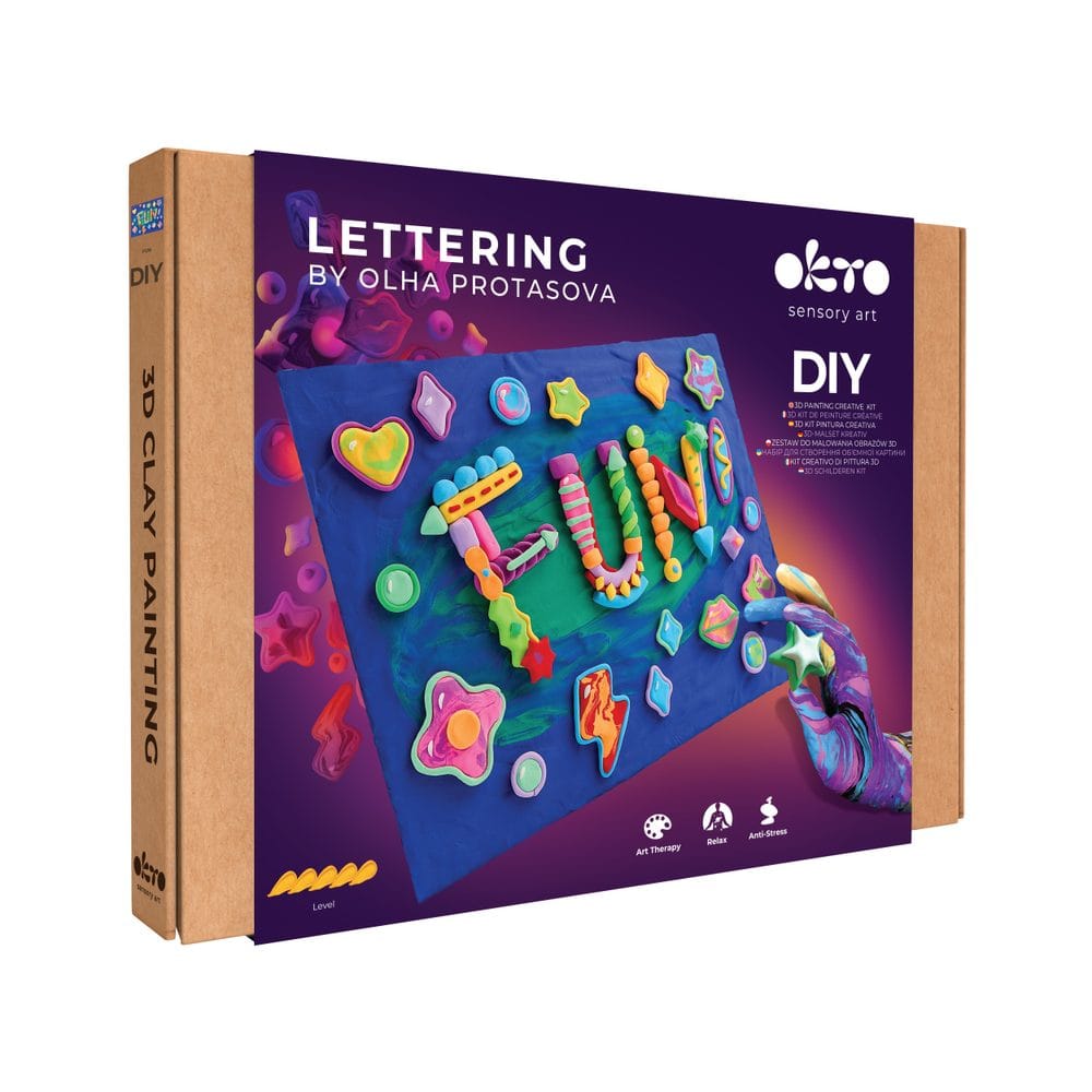 OKTO Lettering Výtvarný set malování hmotou "FUN" 30x40 cm