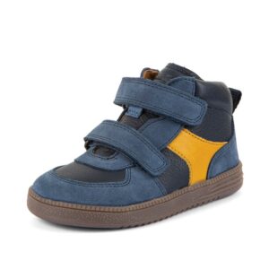 Chlapecké celoroční kožené kotníkové barefoot boty LOOP HIGH-TOPS DARK BLUE Froddo G2110157 - 35