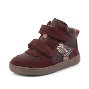 Dívčí celoroční kožené kotníkové barefoot boty LOOP HIGH-TOPS DARK BORDEAUX Froddo G2110157-4 - 35