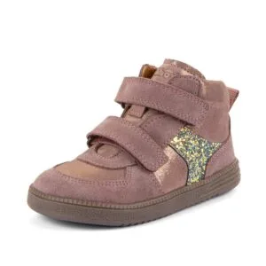 Dívčí celoroční kožené kotníkové barefoot boty LOOP HIGH-TOPS PINK/GOLD Froddo G2110157-5 - 35